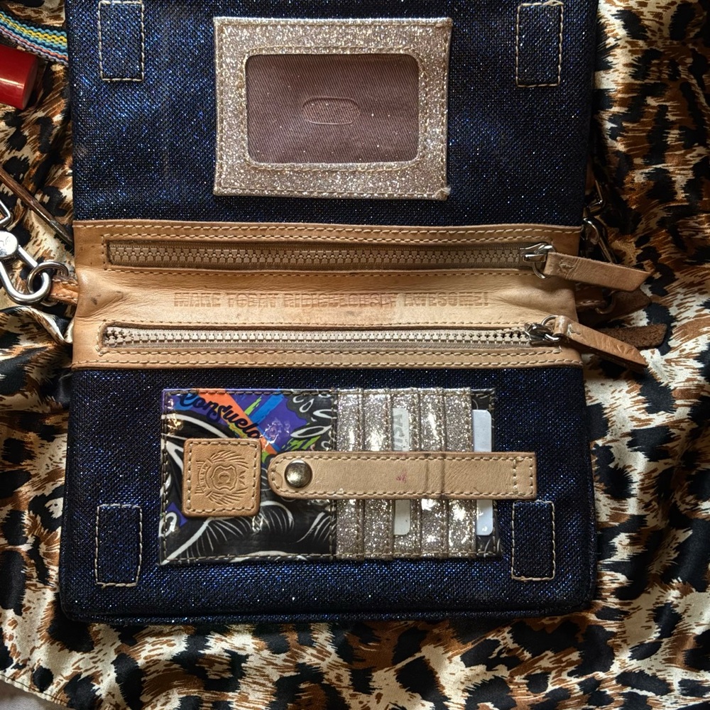 Consuela Stylish Blue Glitter “Shane” Uptown Crossbody!
